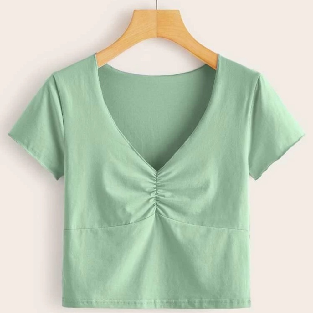 Green Romwe Gina Crop Top